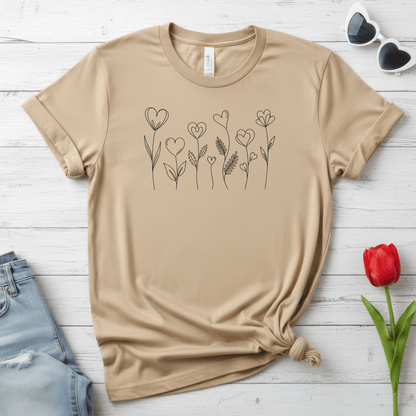 Delicate Heart Flower Valentine Shirt | Minimal Romantic Line Art Tee