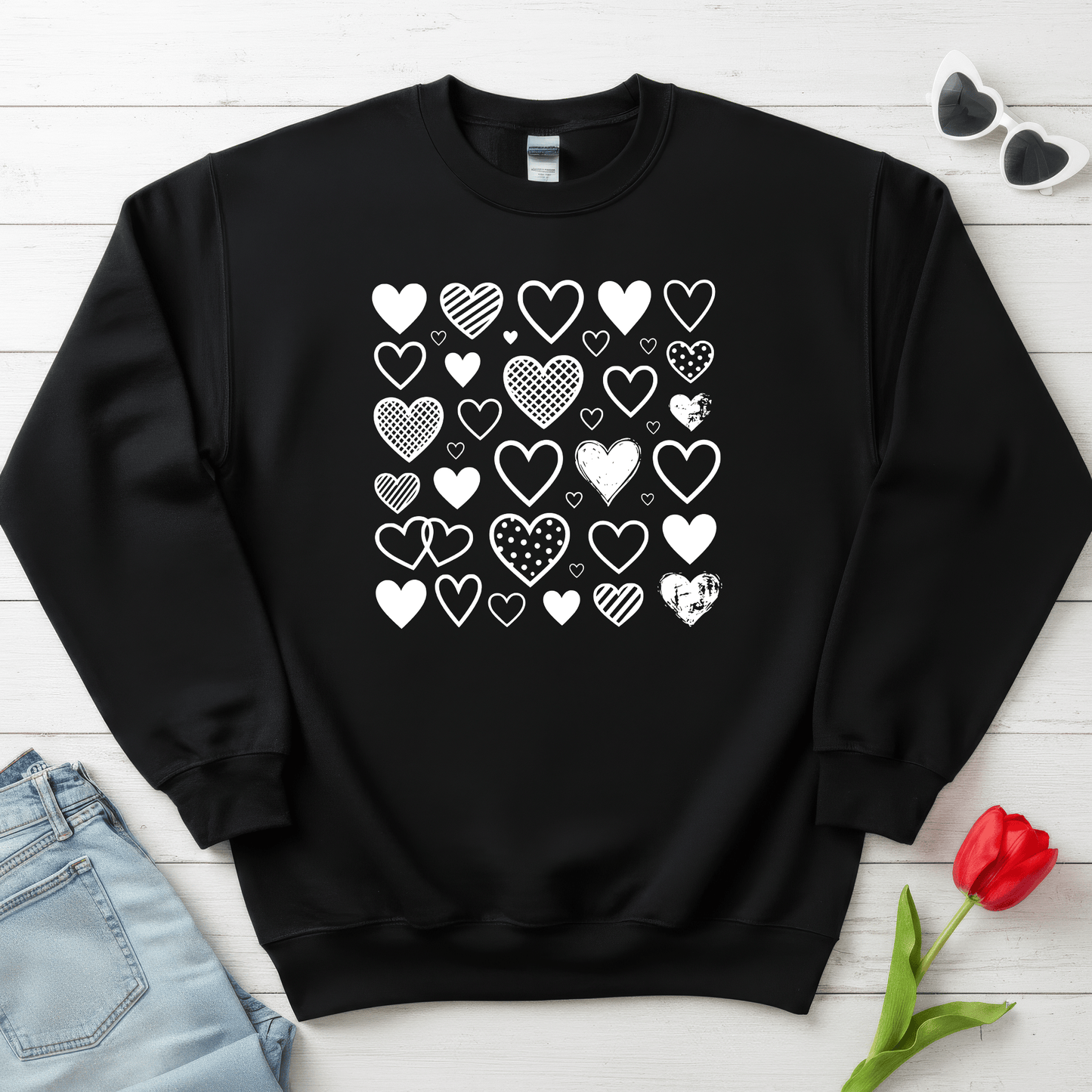 Minimalist Heart Pattern Valentine Shirt | Modern Love Graphic Sweatshirt