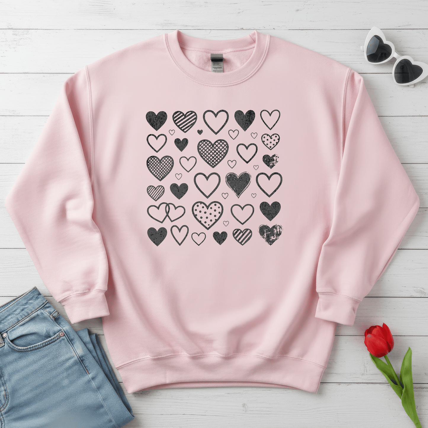 Minimalist Heart Pattern Valentine Shirt | Modern Love Graphic Sweatshirt