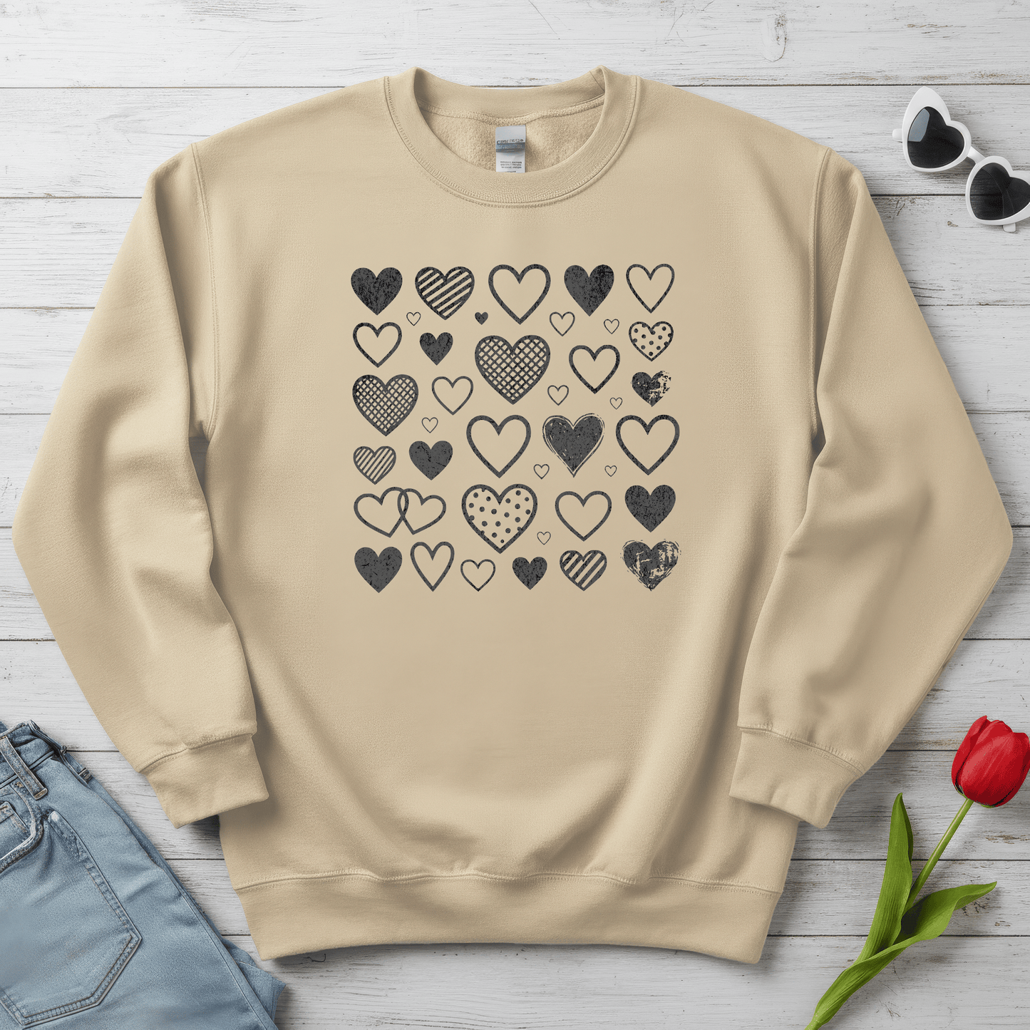 Minimalist Heart Pattern Valentine Shirt | Modern Love Graphic Sweatshirt