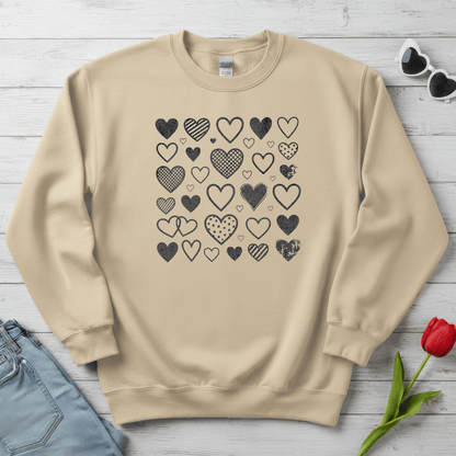 Minimalist Heart Pattern Valentine Shirt | Modern Love Graphic Sweatshirt