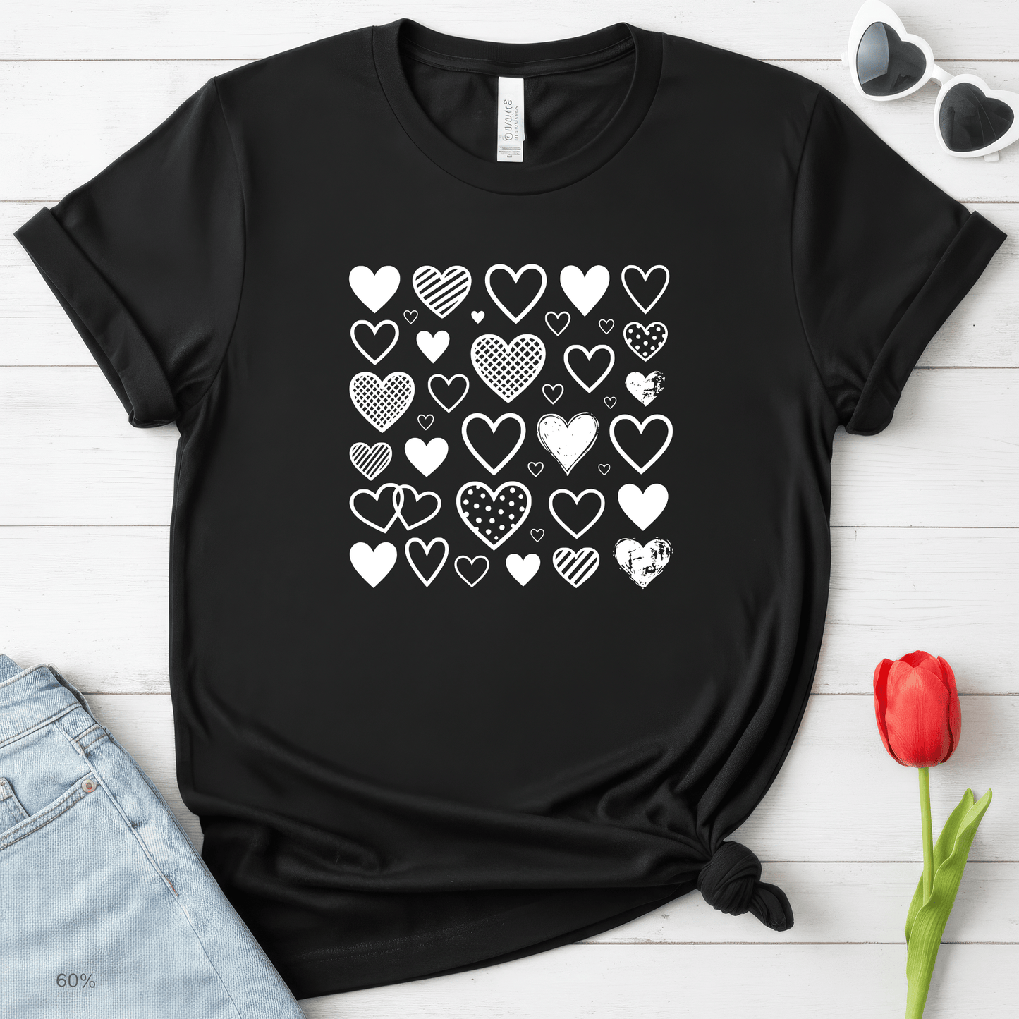 Minimalist Heart Pattern Valentine Shirt | Modern Love Graphic Tee