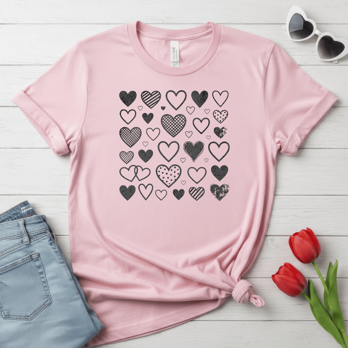 Minimalist Heart Pattern Valentine Shirt | Modern Love Graphic Tee