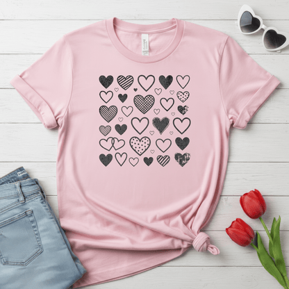 Minimalist Heart Pattern Valentine Shirt | Modern Love Graphic Tee