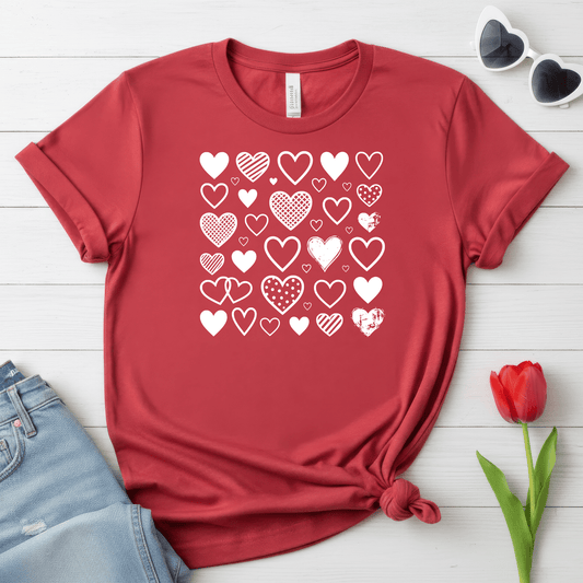 Minimalist Heart Pattern Valentine Shirt | Modern Love Graphic Tee