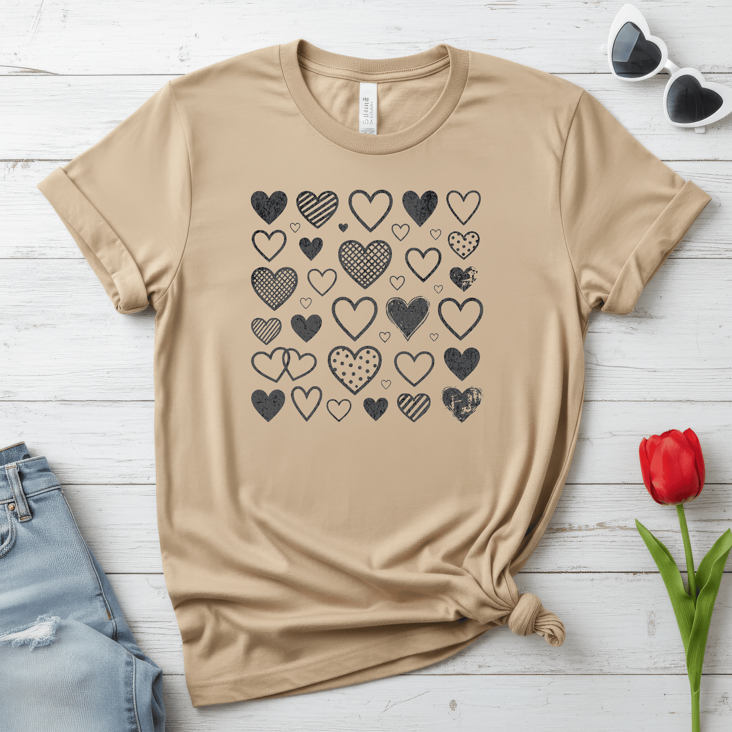 Minimalist Heart Pattern Valentine Shirt | Modern Love Graphic Tee