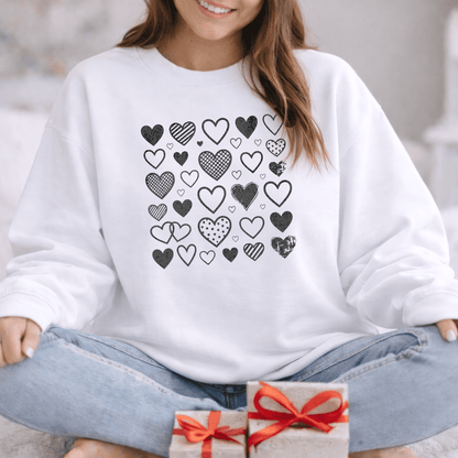 Minimalist Heart Pattern Valentine Shirt | Modern Love Graphic Sweatshirt