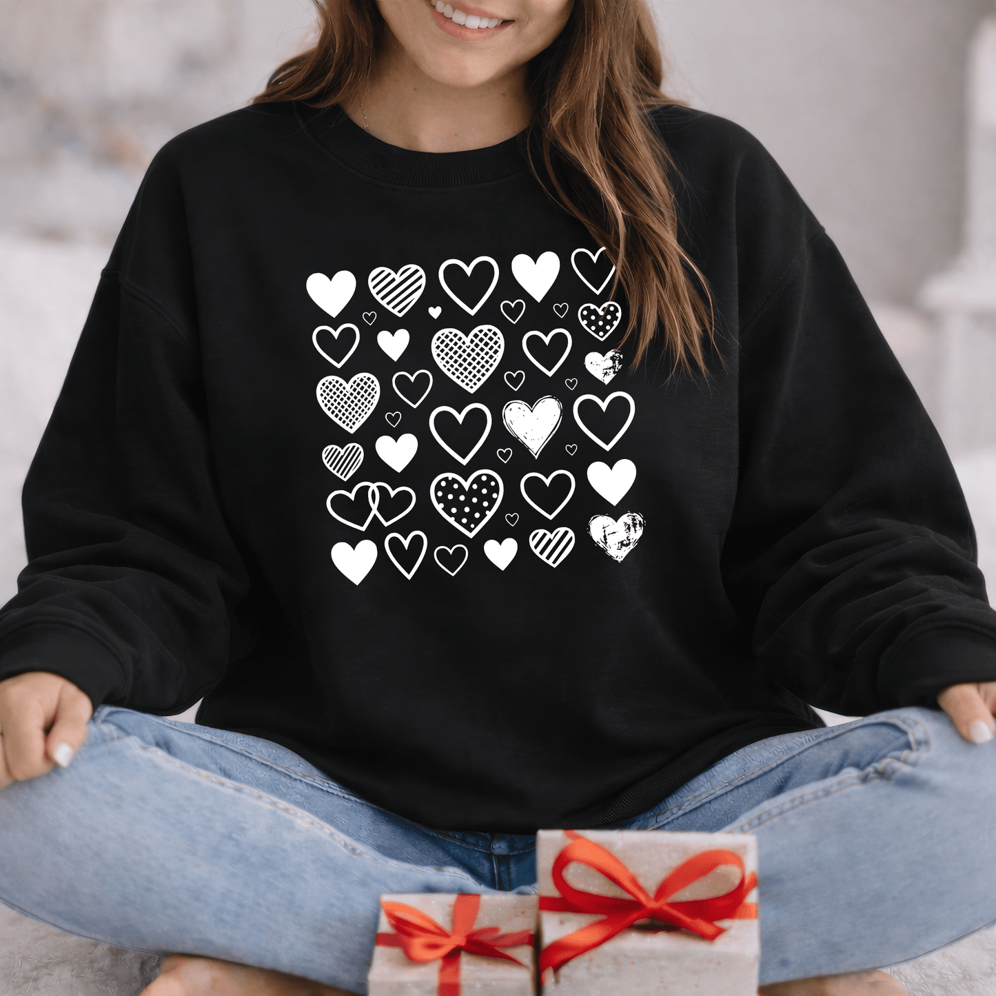 Minimalist Heart Pattern Valentine Shirt | Modern Love Graphic Sweatshirt