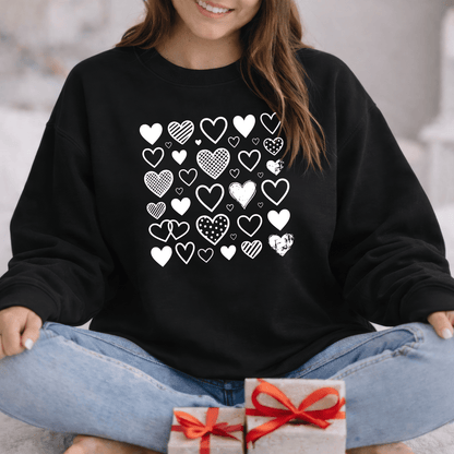 Minimalist Heart Pattern Valentine Shirt | Modern Love Graphic Sweatshirt