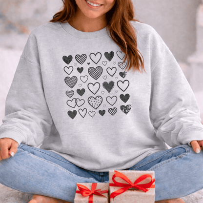 Minimalist Heart Pattern Valentine Shirt | Modern Love Graphic Sweatshirt