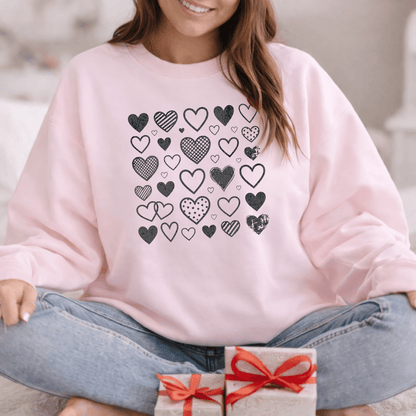 Minimalist Heart Pattern Valentine Shirt | Modern Love Graphic Sweatshirt