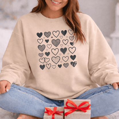 Minimalist Heart Pattern Valentine Shirt | Modern Love Graphic Sweatshirt