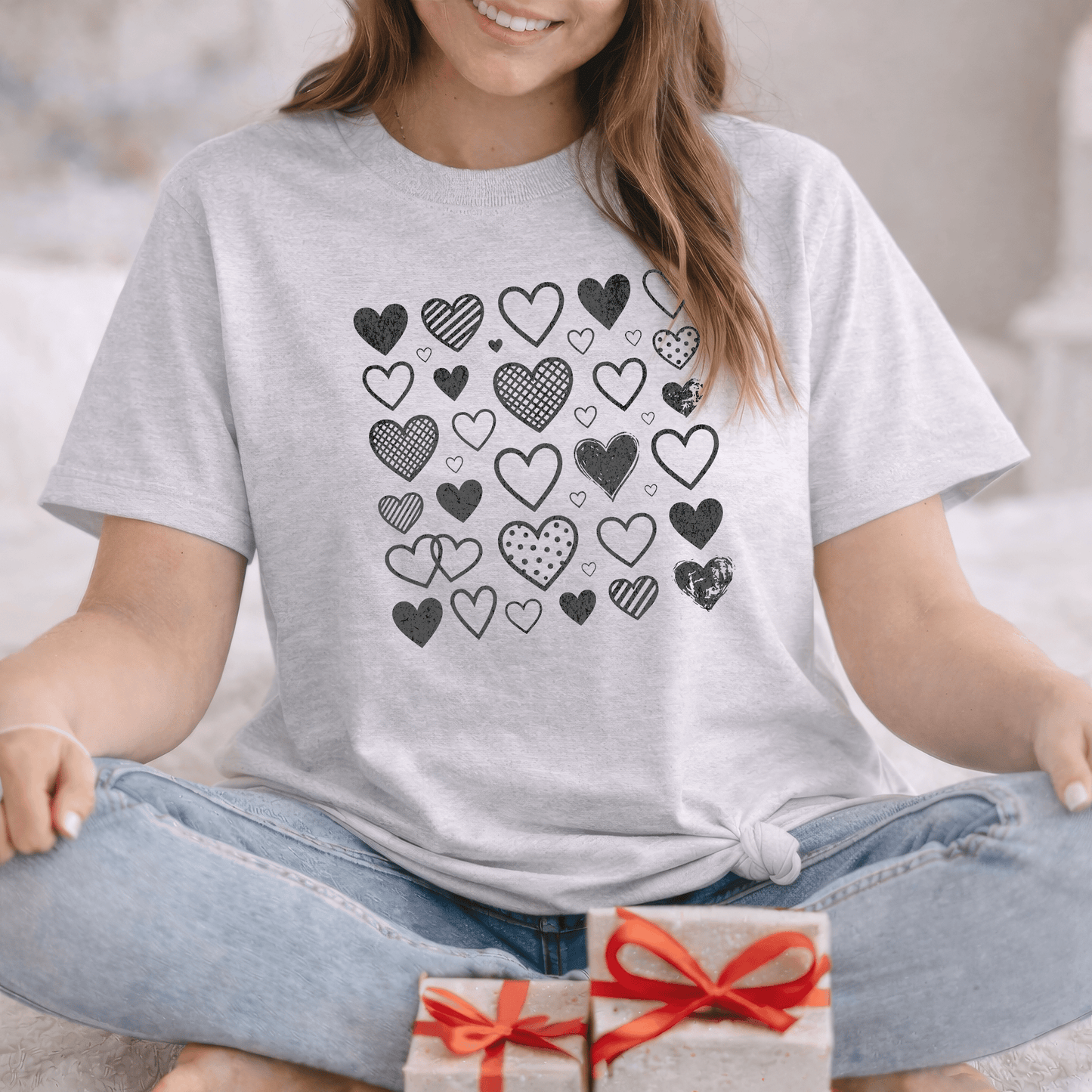 Minimalist Heart Pattern Valentine Shirt | Modern Love Graphic Tee