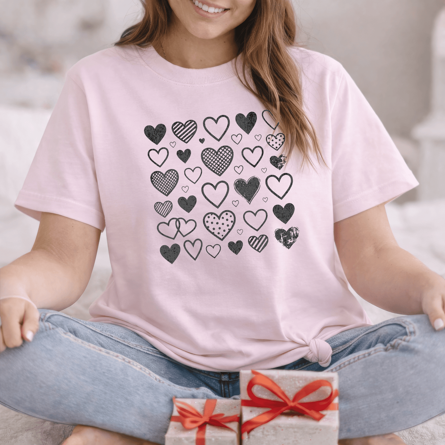 Minimalist Heart Pattern Valentine Shirt | Modern Love Graphic Tee