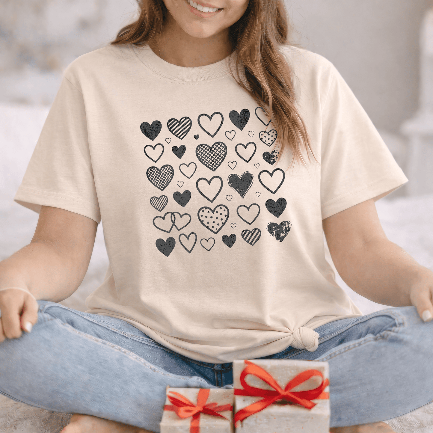 Minimalist Heart Pattern Valentine Shirt | Modern Love Graphic Tee