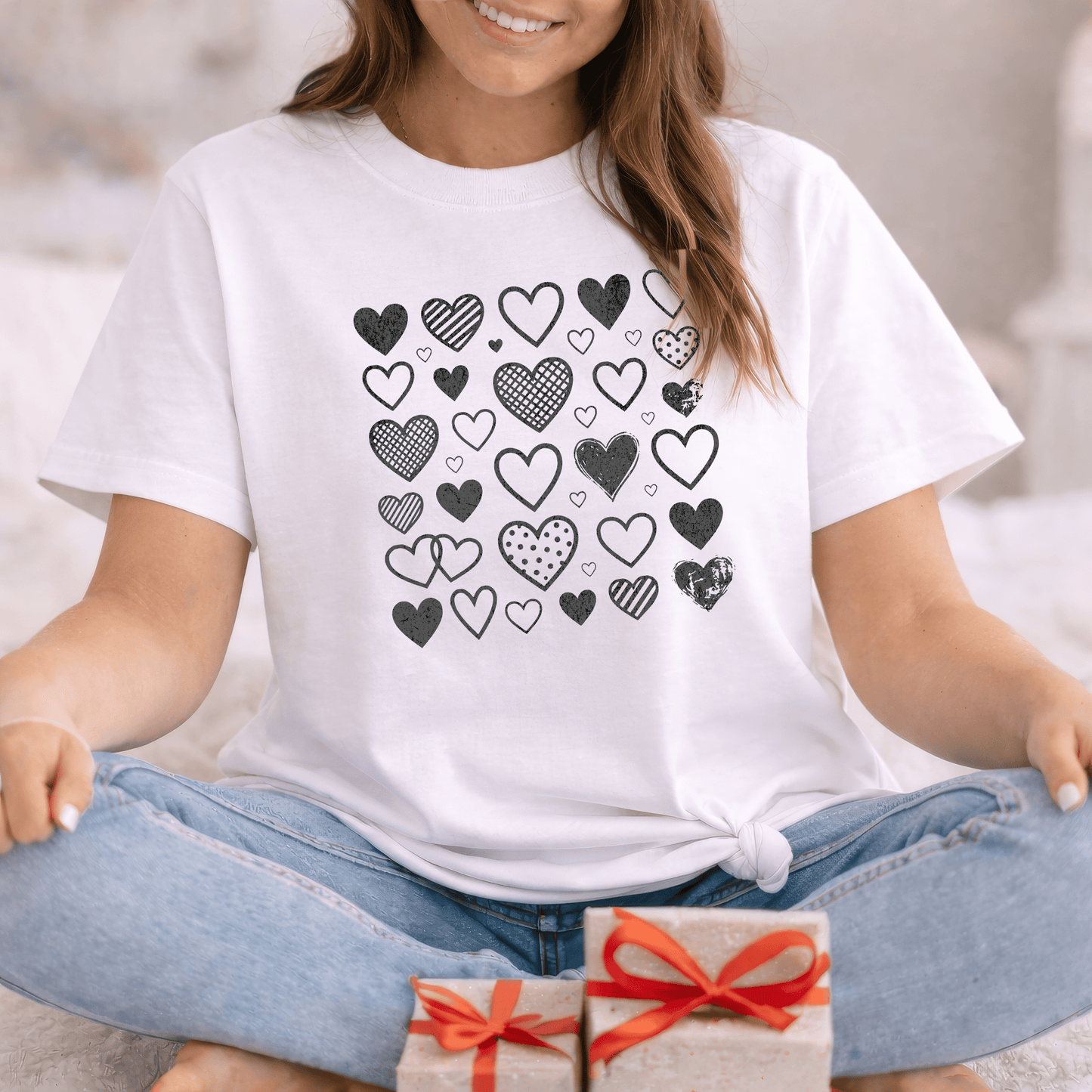 Minimalist Heart Pattern Valentine Shirt | Modern Love Graphic Tee