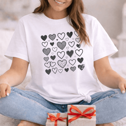 Minimalist Heart Pattern Valentine Shirt | Modern Love Graphic Tee