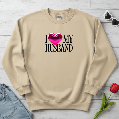 Glossy Pink Heart Husband Valentine Sweatshirt | Modern Minimal Love Design