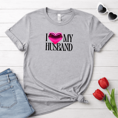 Glossy Pink Heart Husband Valentine T-Shirt – Modern Minimal Love Design