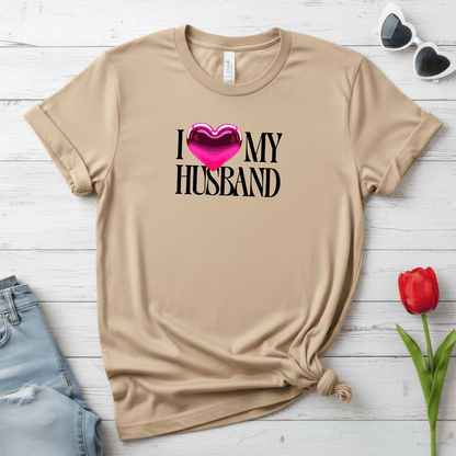 Glossy Pink Heart Husband Valentine T-Shirt – Modern Minimal Love Design