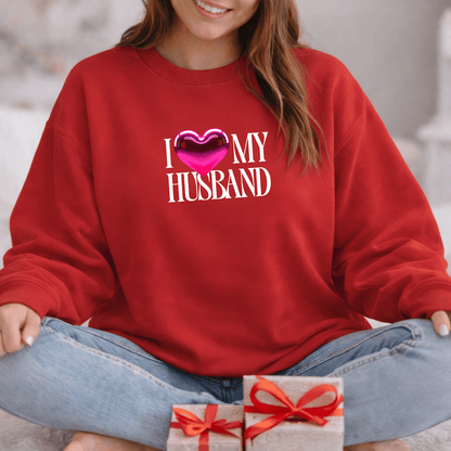 Glossy Pink Heart Husband Valentine Sweatshirt | Modern Minimal Love Design