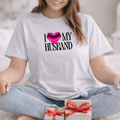 Glossy Pink Heart Husband Valentine T-Shirt – Modern Minimal Love Design