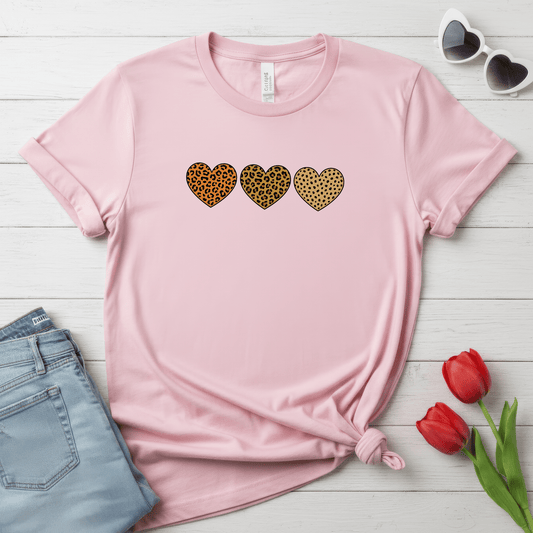 Leopard Heart Trio Valentine Shirt | Trendy Animal Print Love Tee