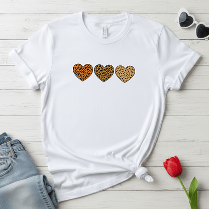 Leopard Heart Trio Valentine Shirt | Trendy Animal Print Love Tee