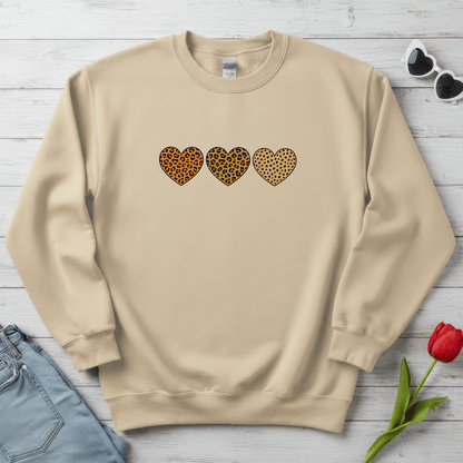 Leopard Heart Trio Valentine Shirt | Trendy Animal Print Love Sweatshirt