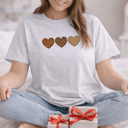 Leopard Heart Trio Valentine Shirt | Trendy Animal Print Love Tee