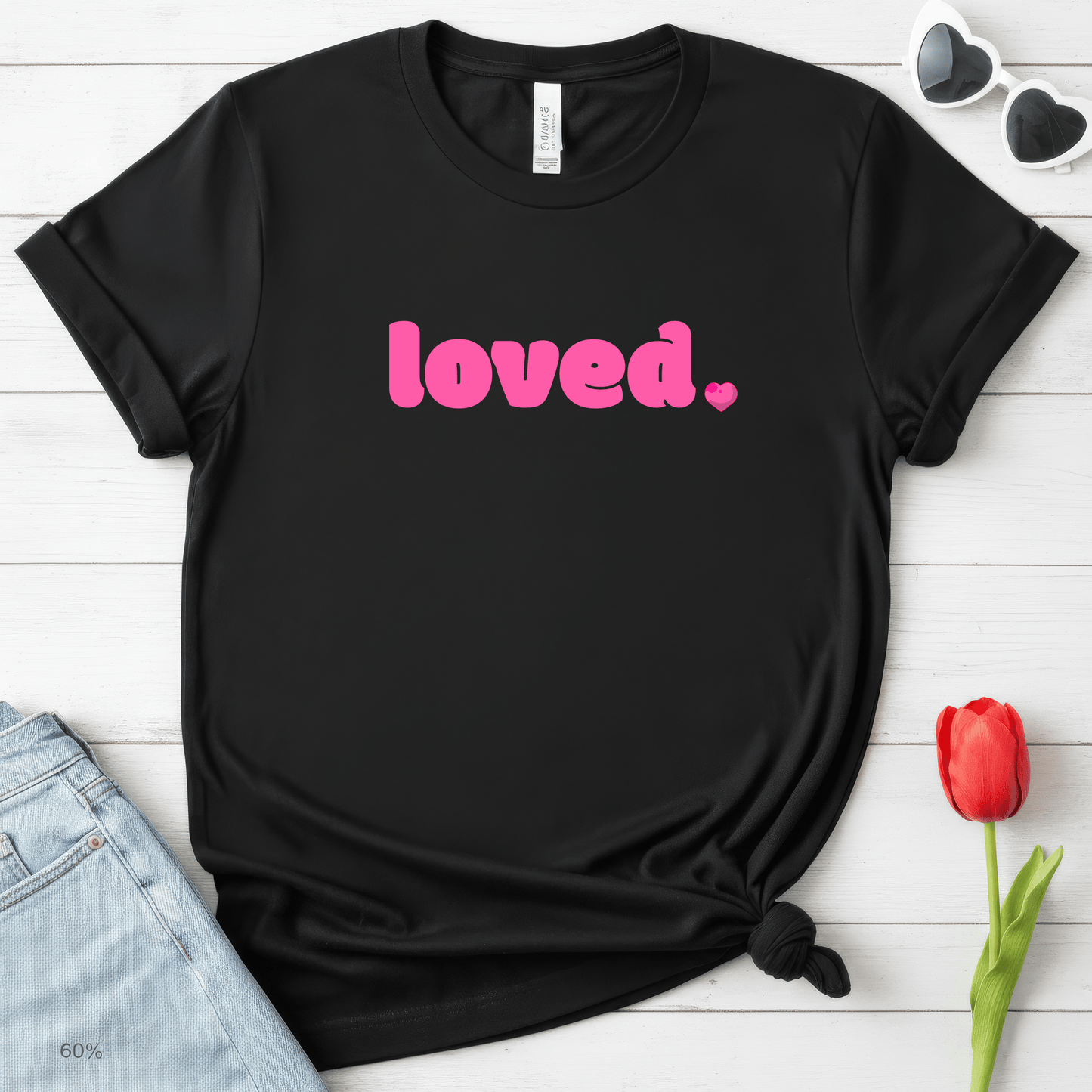 Loved Pink Valentine Shirt | Minimal Heart Valentine Tee