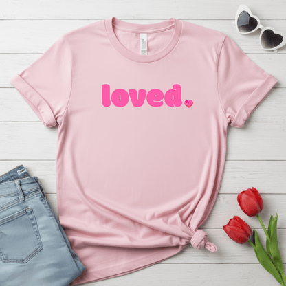 Loved Pink Valentine Shirt | Minimal Heart Valentine Tee