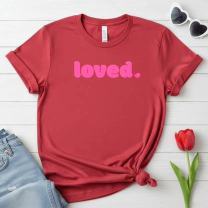 Loved Pink Valentine Shirt | Minimal Heart Valentine Tee