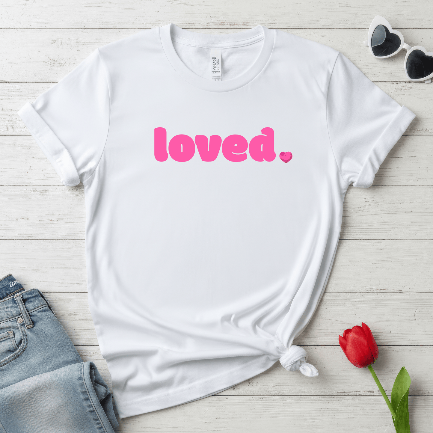 Loved Pink Valentine Shirt | Minimal Heart Valentine Tee