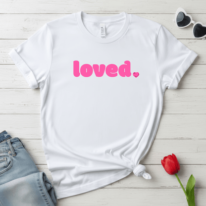 Loved Pink Valentine Shirt | Minimal Heart Valentine Tee