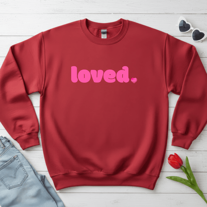 Loved Pink Valentine Shirt | Minimal Heart Valentine Sweatshirt