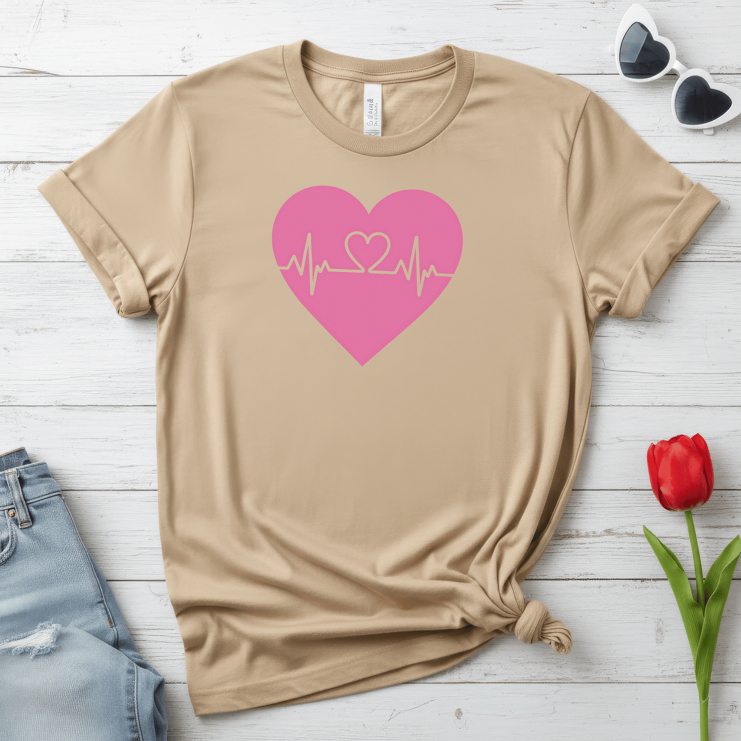Heartbeat Love Valentine Shirt | Heart Pulse Graphic Tee