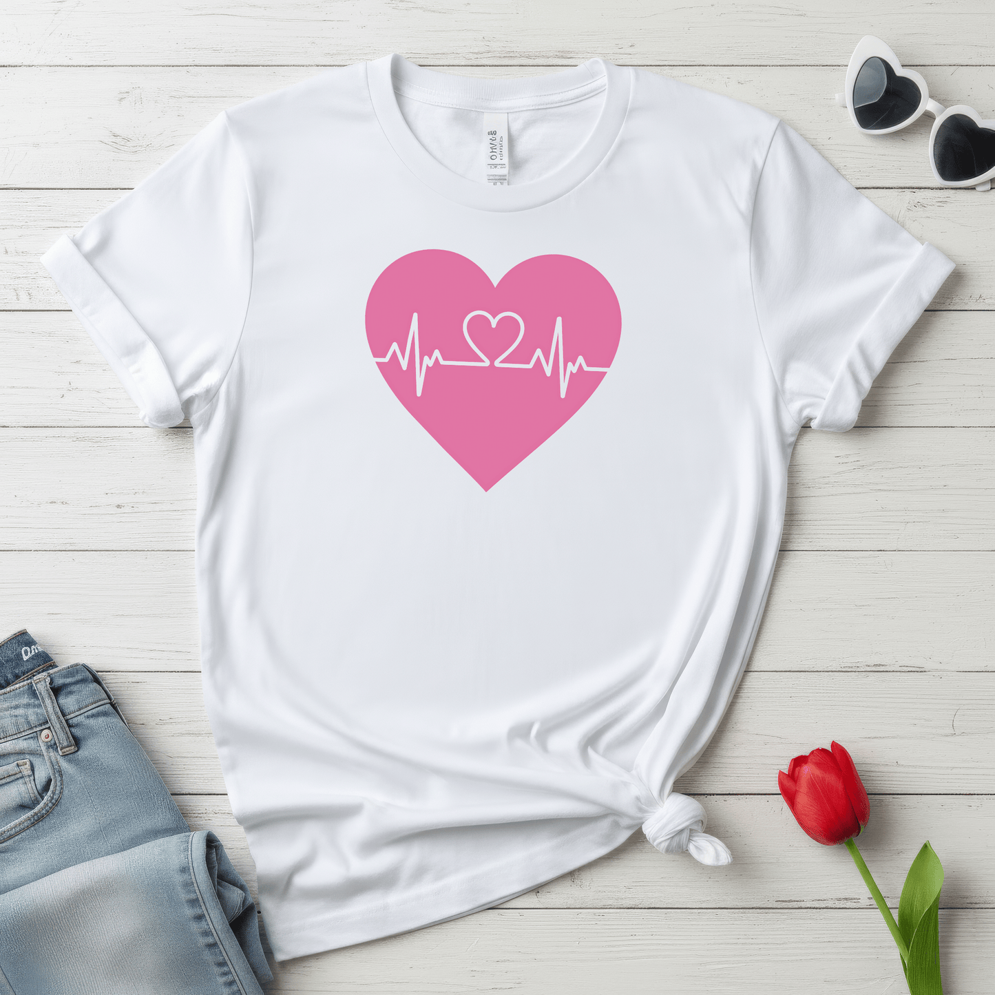 Heartbeat Love Valentine Shirt | Heart Pulse Graphic Tee