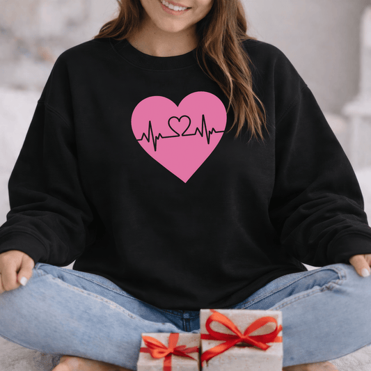 Heartbeat Love Valentine Shirt | Heart Pulse Graphic Sweatshirt