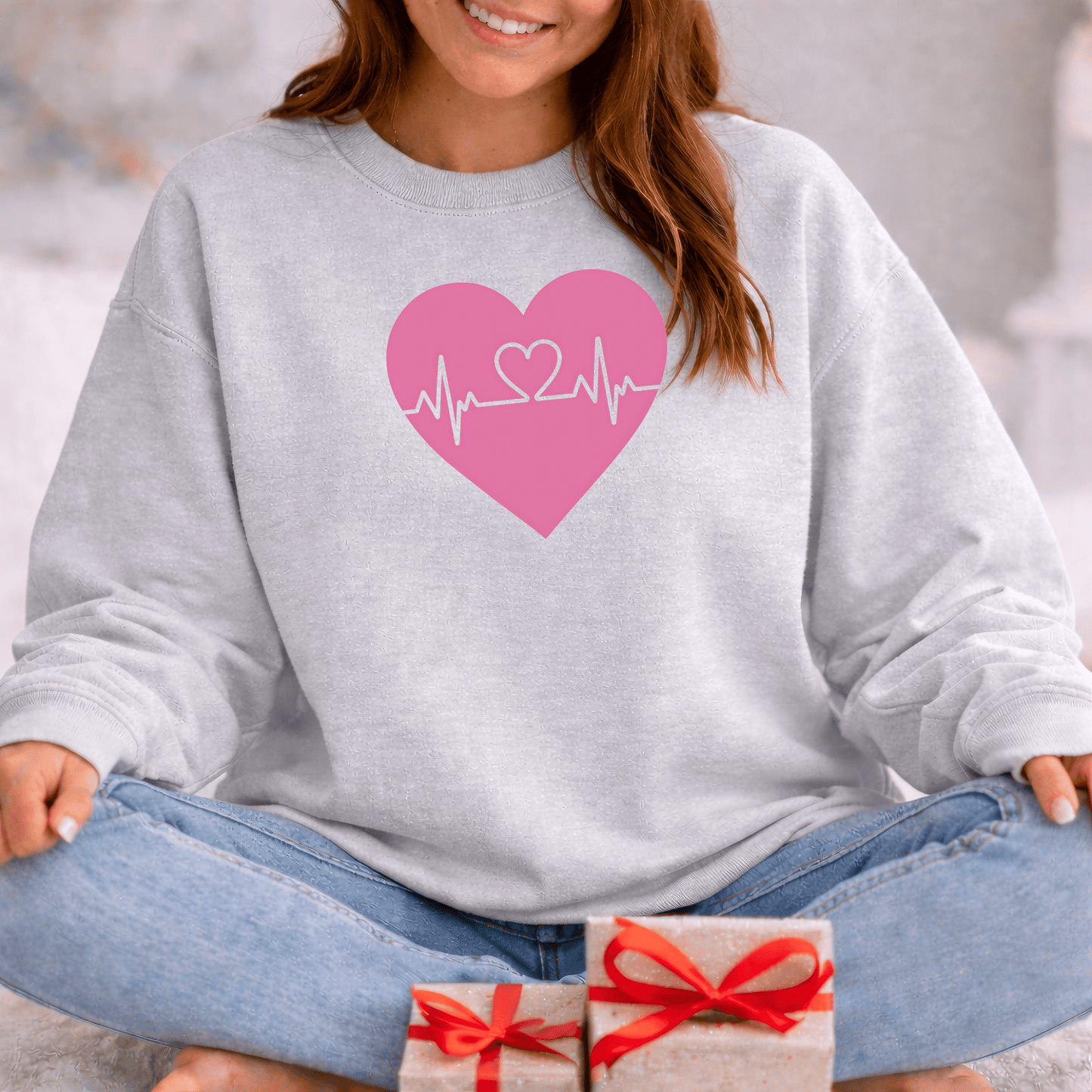 Heartbeat Love Valentine Shirt | Heart Pulse Graphic Sweatshirt