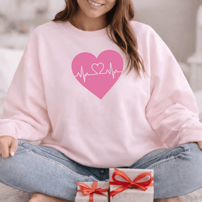Heartbeat Love Valentine Shirt | Heart Pulse Graphic Sweatshirt