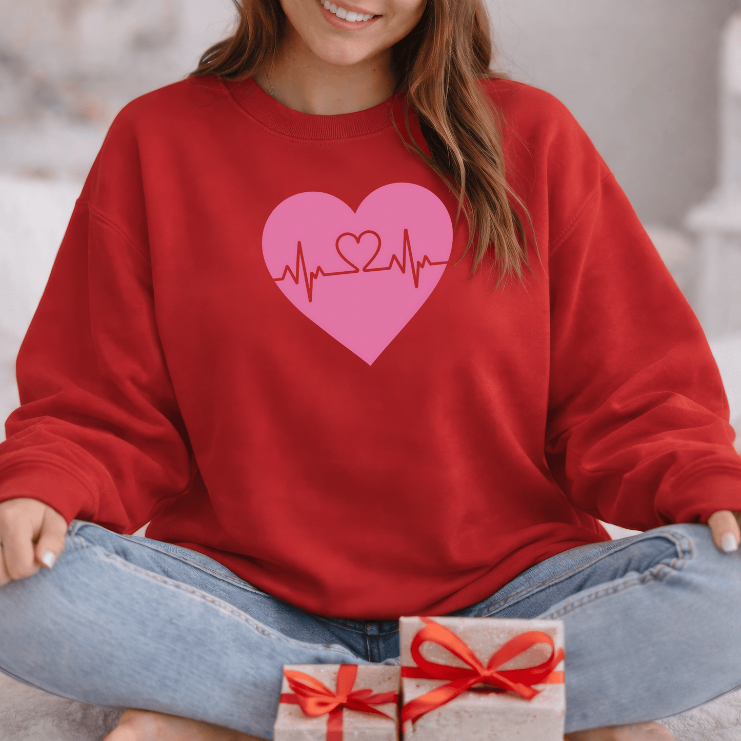 Heartbeat Love Valentine Shirt | Heart Pulse Graphic Sweatshirt