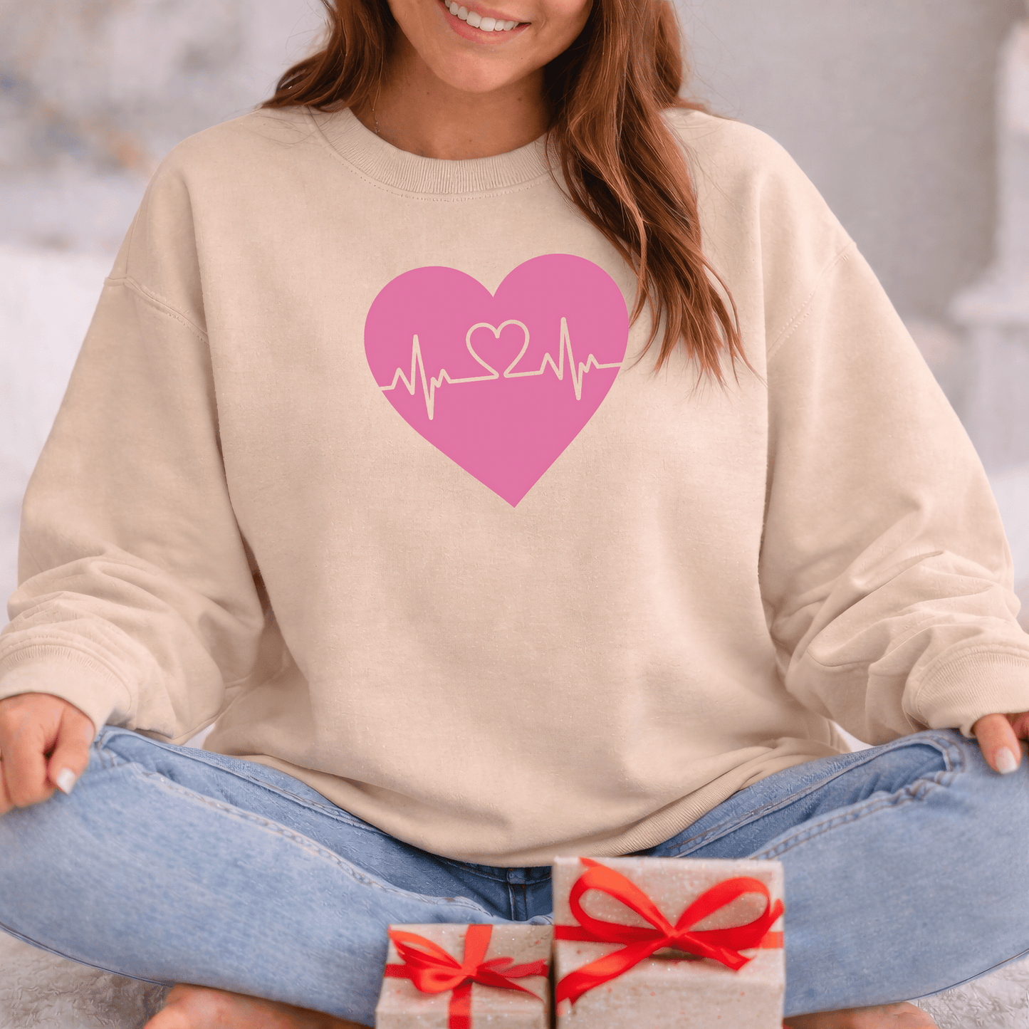 Heartbeat Love Valentine Shirt | Heart Pulse Graphic Sweatshirt