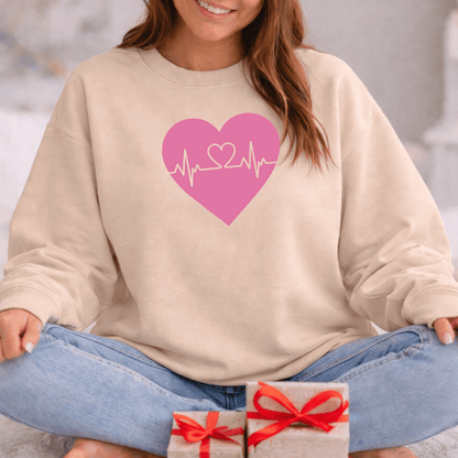 Heartbeat Love Valentine Shirt | Heart Pulse Graphic Sweatshirt