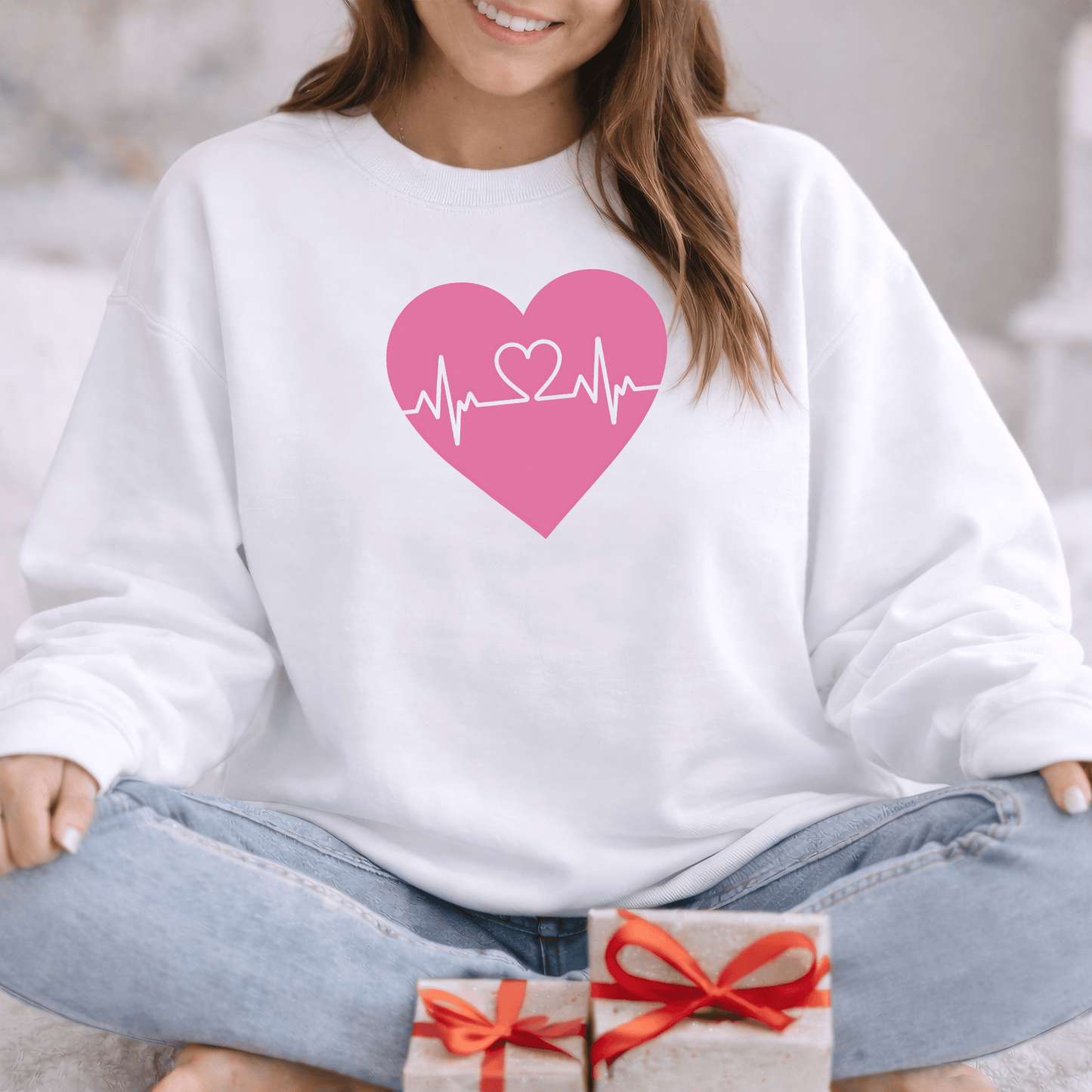 Heartbeat Love Valentine Shirt | Heart Pulse Graphic Sweatshirt