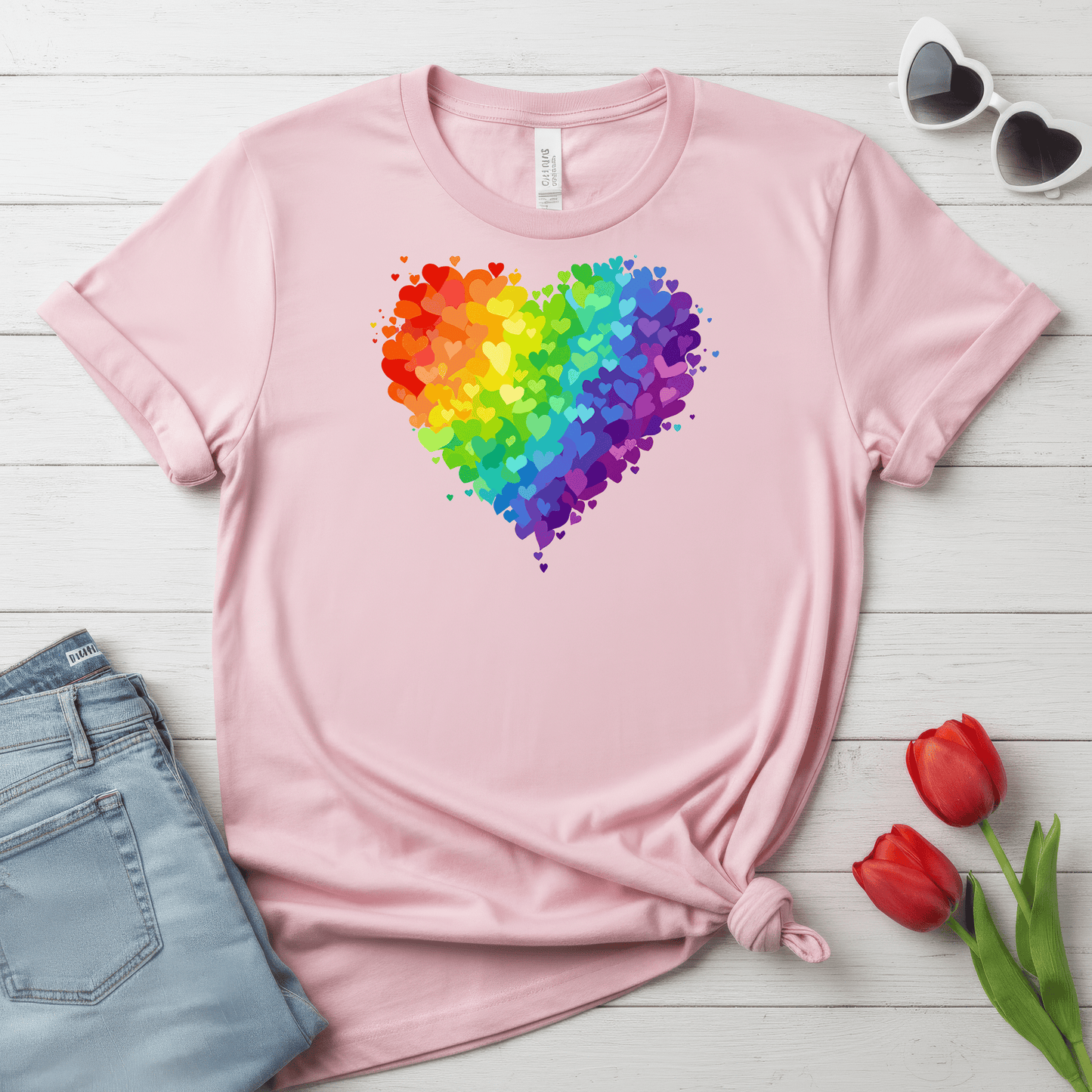 Rainbow Heart Love Shirt | Valentine Graphic Tee