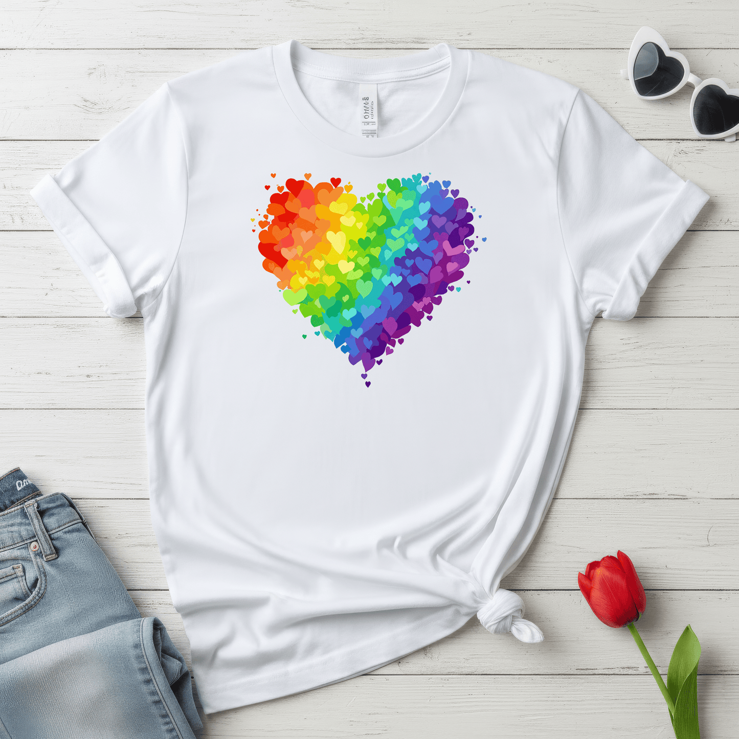 Rainbow Heart Love Shirt | Valentine Graphic Tee