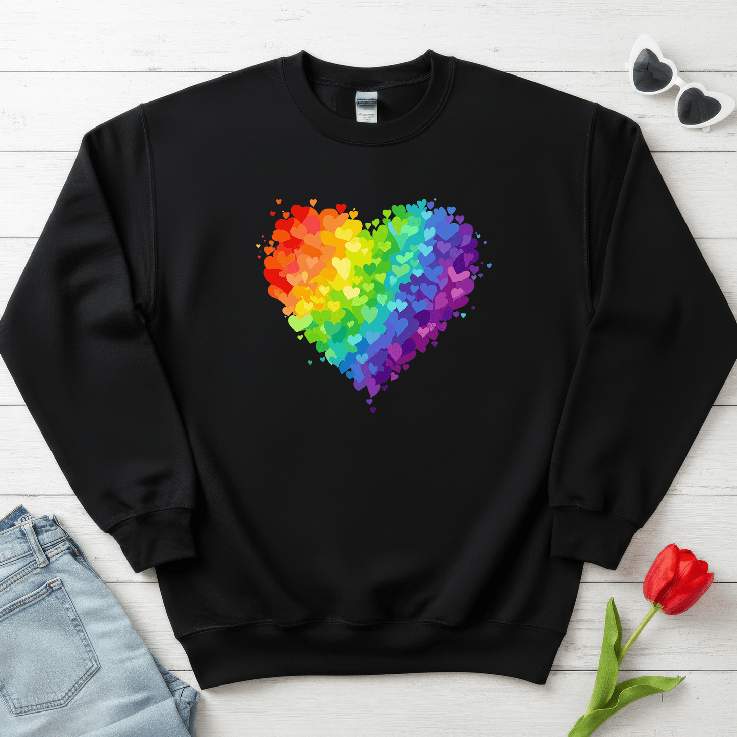 Rainbow Heart Love Shirt | Valentine Graphic Sweatshirt