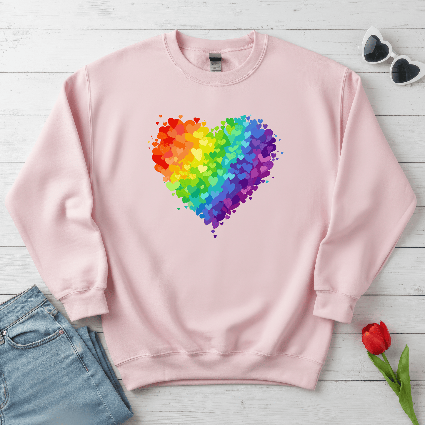 Rainbow Heart Love Shirt | Valentine Graphic Sweatshirt