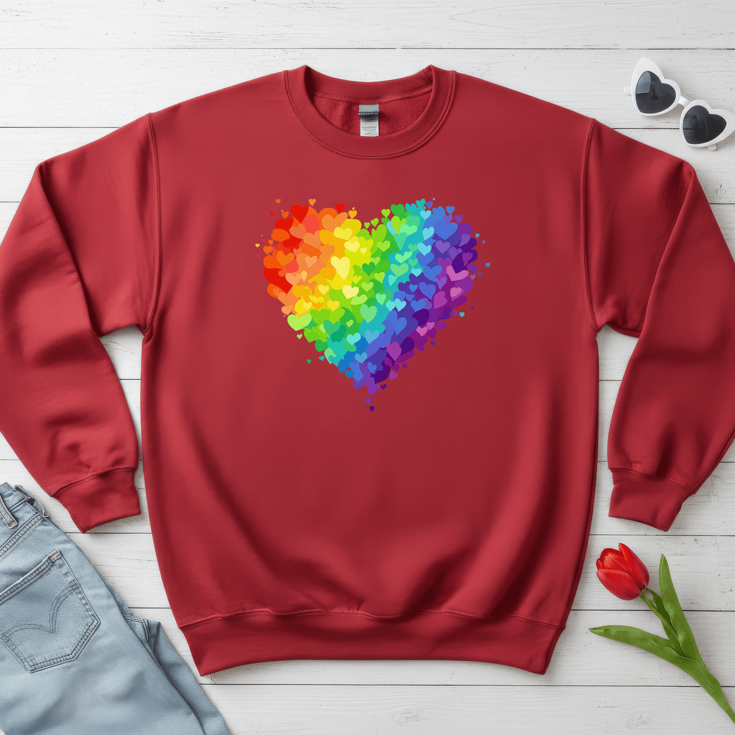 Rainbow Heart Love Shirt | Valentine Graphic Sweatshirt